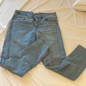 Loft Flower Embroidered Skinny Jeans